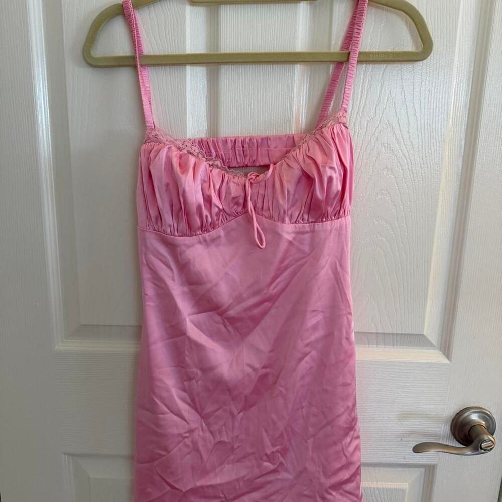 More to come pink silk mini dress